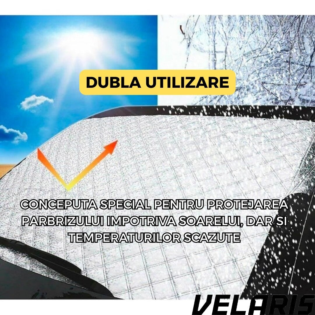 Parasolar Auto pentru Parbriz Iarna-Vara, 98x146 cm, cu Doua Fete, Protectie UV si Impotriva Zapezii