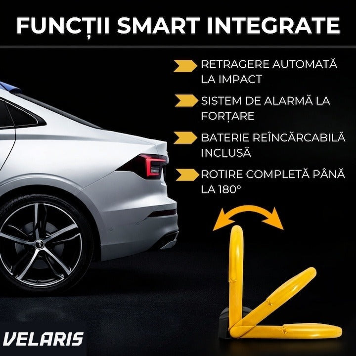Barieră parcare cu telecomandă, acționare electrică, alimentare cu baterii, protecție IP66