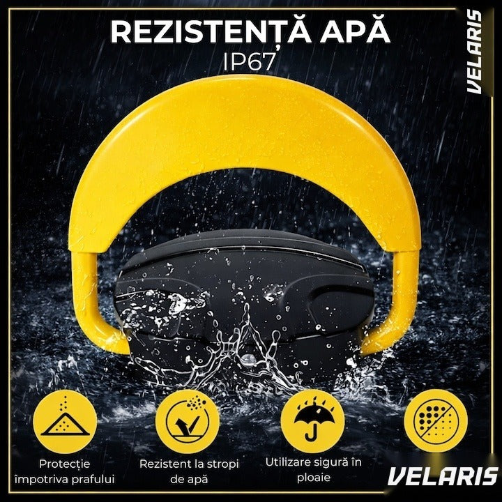 Barieră parcare cu telecomandă, acționare electrică, alimentare cu baterii, protecție IP66