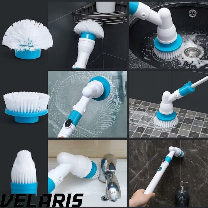 Perie Electrica de Curatare cu 3 Capete Intersanjabile, 300 RPM, Acumulator Reincarcabil, Maner Telescopic - Ideala pentru Gresie, Faianta, Cada, Dus