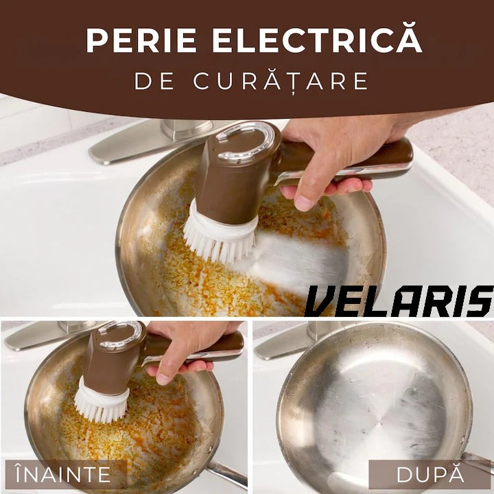 Perie electrica de curatare, fara fir, 350 RPM, set cu 5 capete interschimbabile, pentru bucatarie si baie