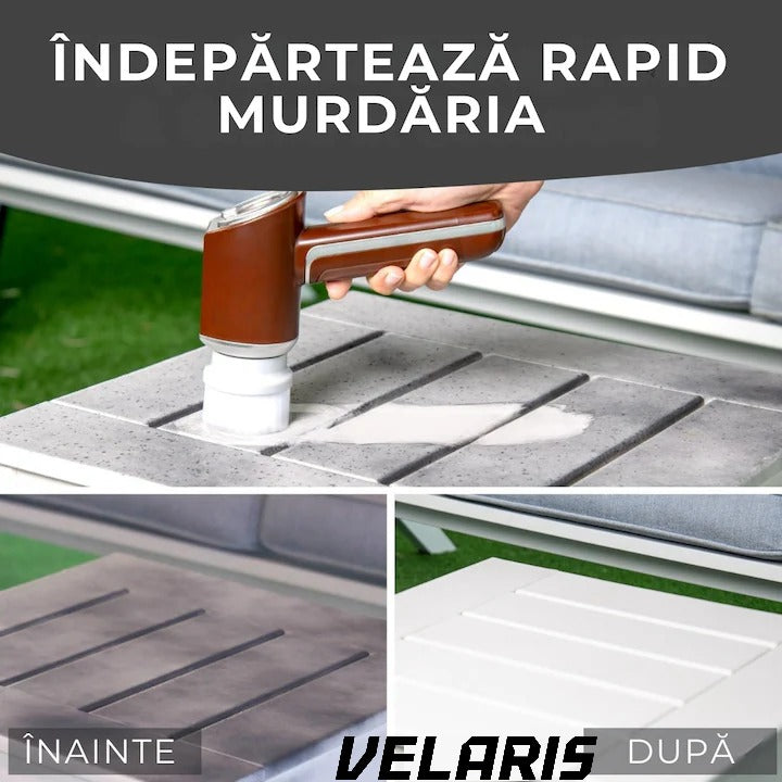 Perie electrica de curatare, fara fir, 350 RPM, set cu 5 capete interschimbabile, pentru bucatarie si baie