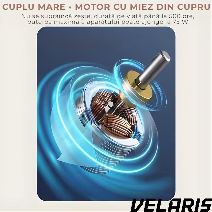 Perie electrica rotativa 9 in 1 cu 9 capete interschimbabile, 2 viteze reglabile, wireless, IPX7, maner extensibil, autonomie mare, LED
