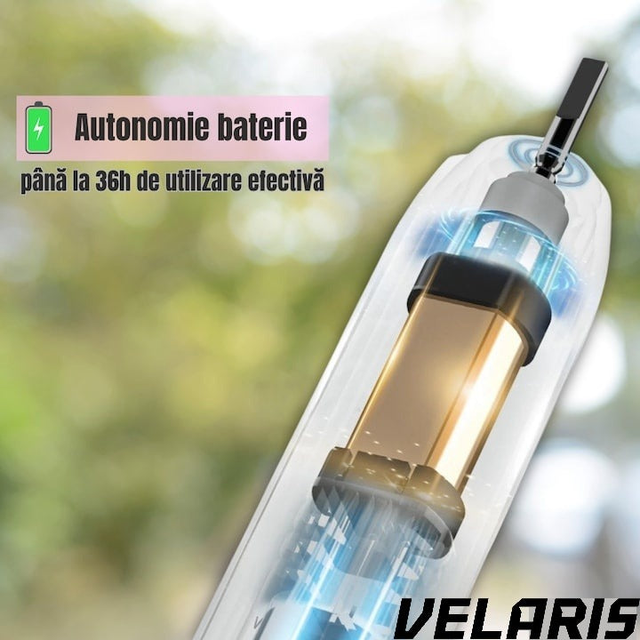 Periuta de dinti electrica V-801, 5 trepte viteza, 3 programe de curatare, albire, ingrijire medicala, functie memorare, autonomie 36h, rezistenta la apa IPX7, Alb/Roz
