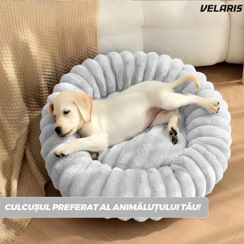Pat pentru animale companie, 40 cm diametru, gri, baza antiderapanta