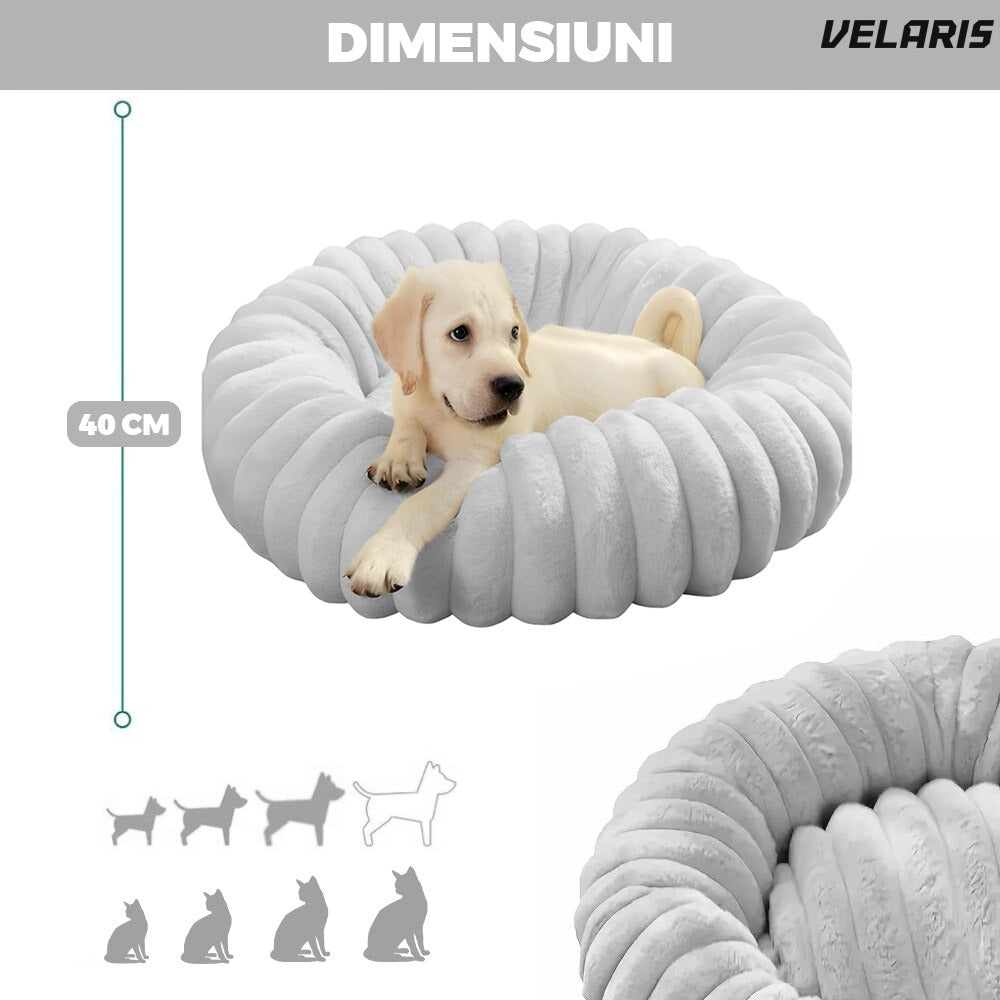 Pat pentru animale companie, 40 cm diametru, gri, baza antiderapanta