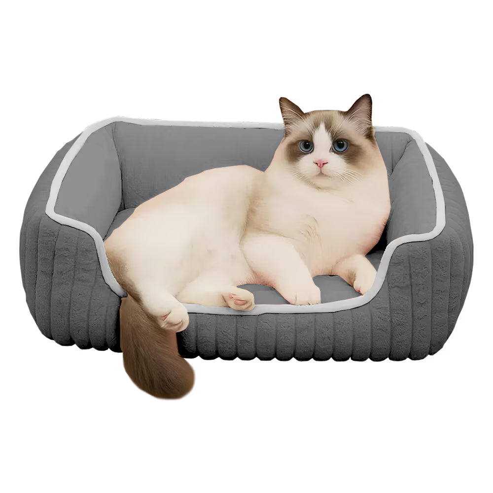 Pat pentru animale, pufos si moale, gri, marimea S