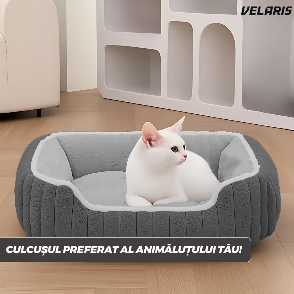 Pat pentru animale, pufos si moale, gri, marimea S