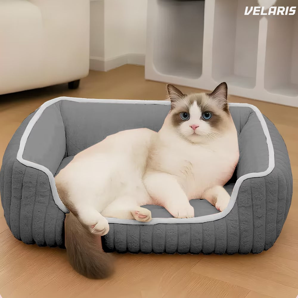 Pat pentru animale de companie, pluș gri, L