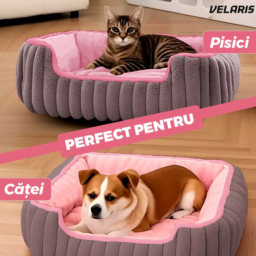 Pat pentru animale cu umplutură, roz, S