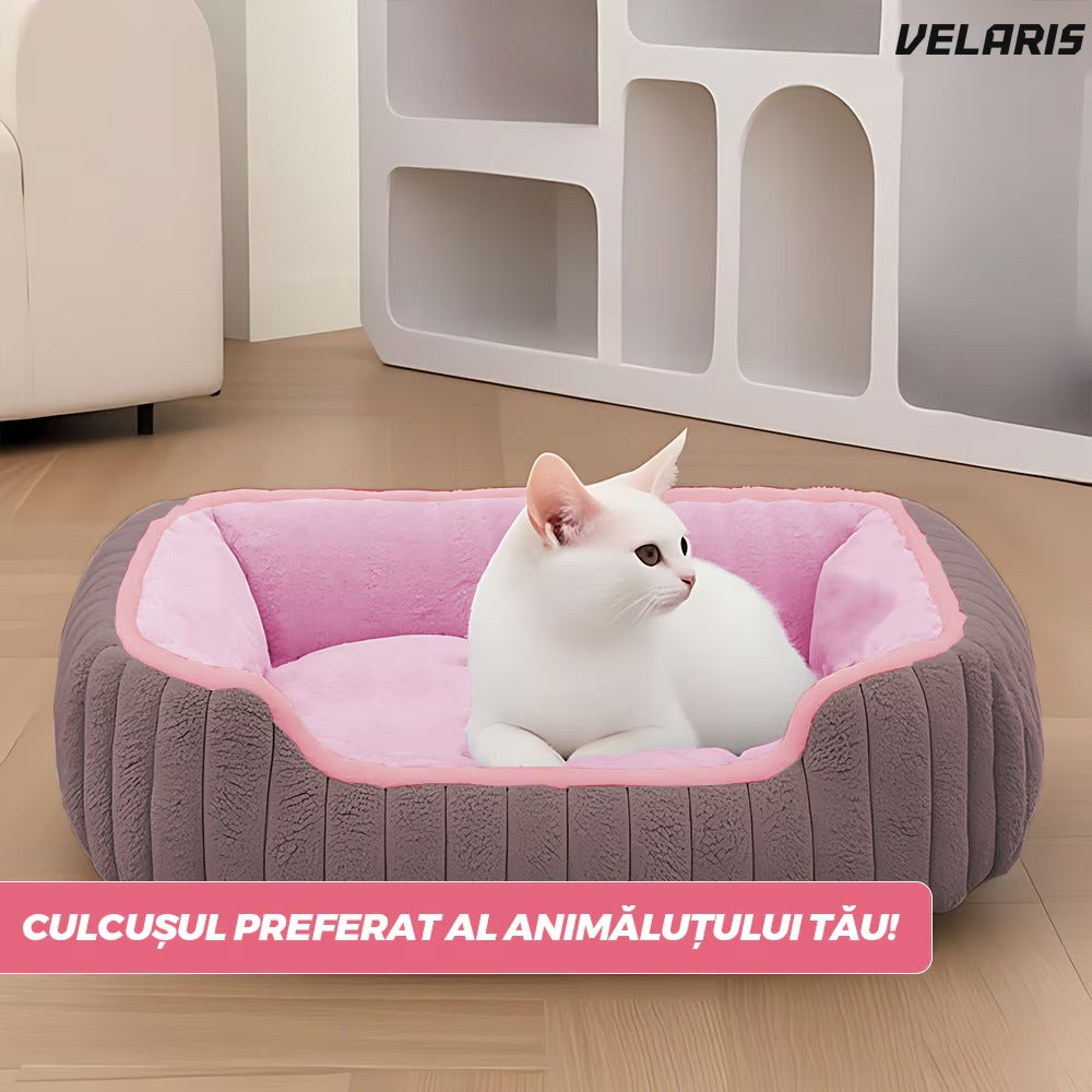 Pat pentru animale cu umplutură, roz, S