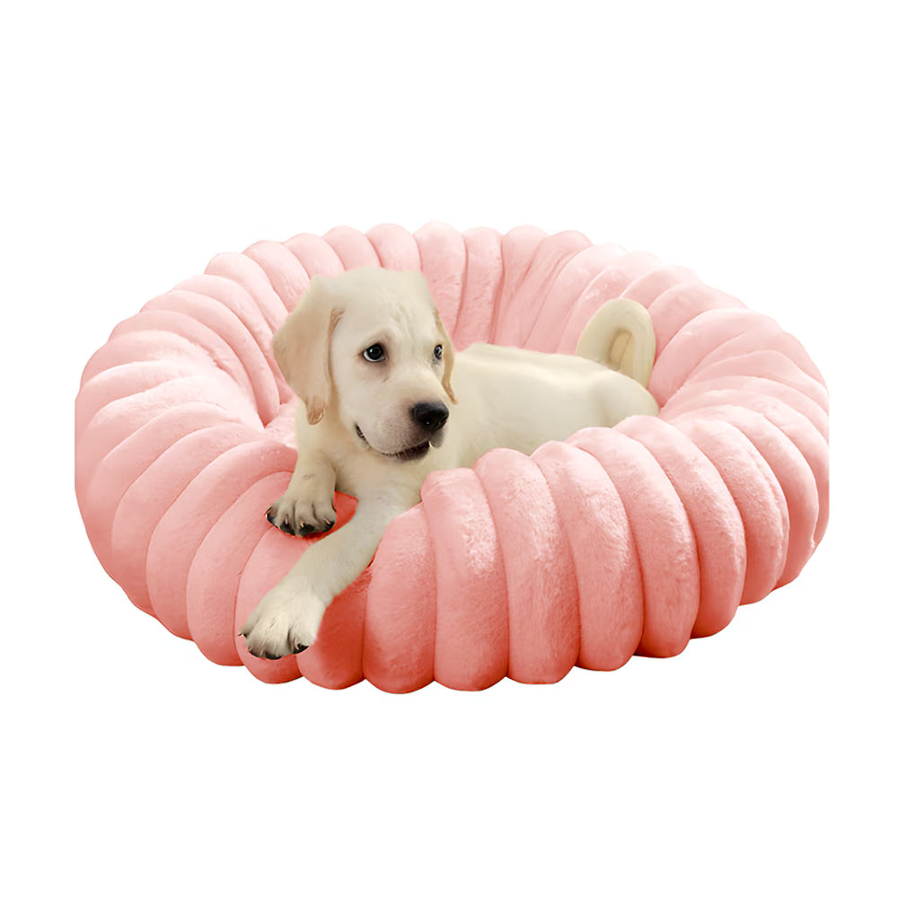 Pat pentru animale de companie, moale, roz, 40 cm diametru, baza antiderapanta