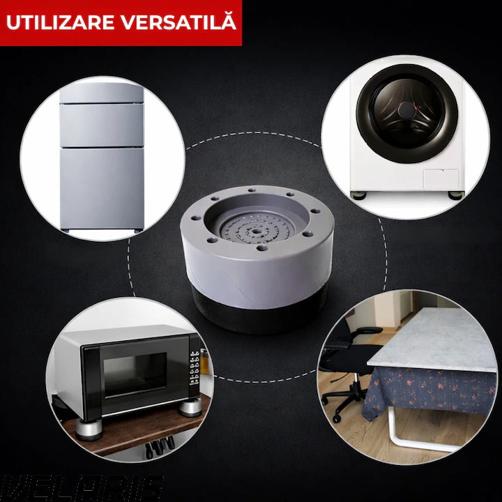 Picioare masina de spalat reglabile anti-vibratii reglabile pentru masini de spalat si vase, set 4 bucati, fonoabsorbante, antiderapante, 6, 5×3, 2 cm, gri