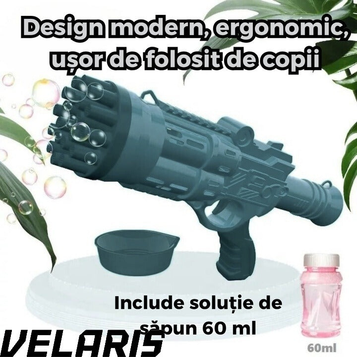 Pistol Bule 24 Gauri, Structura Rezistenta din ABS, Tambur Rotativ, Efect Turbo, Jucarie Interactiva pentru Copii si Distractie in Aer Liber, Albastru inchis