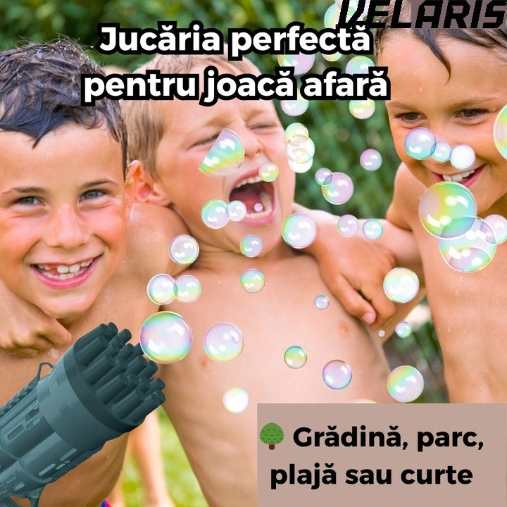 Pistol Bule 24 Gauri, Structura Rezistenta din ABS, Tambur Rotativ, Efect Turbo, Jucarie Interactiva pentru Copii si Distractie in Aer Liber, Albastru inchis