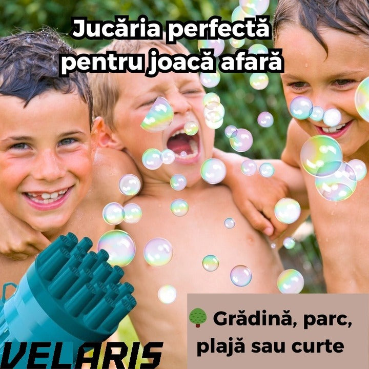 Pistol Bule 24 Gauri, Structura Rezistenta din ABS, Tambur Rotativ, Efect Turbo, Jucarie Interactiva pentru Copii si Distractie in Aer Liber, Albastru deschis