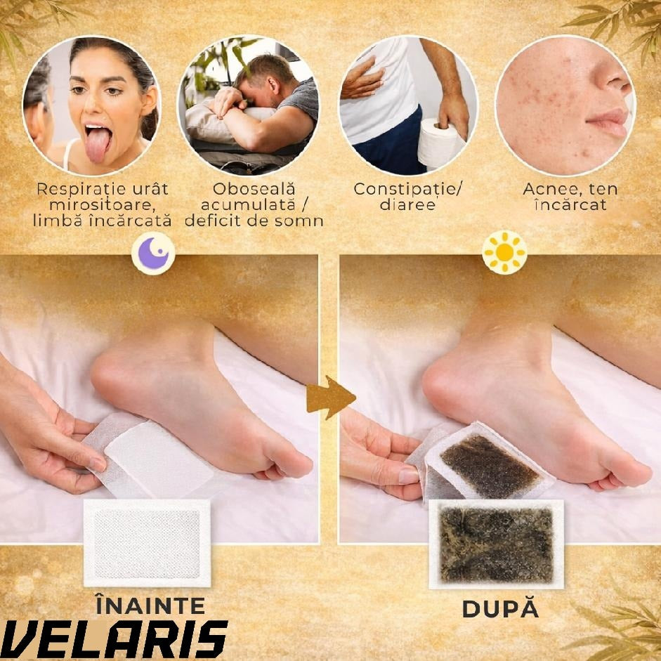 Plasturi detoxifiere, cu ghimbir, 10 bucati, pentru picioare
