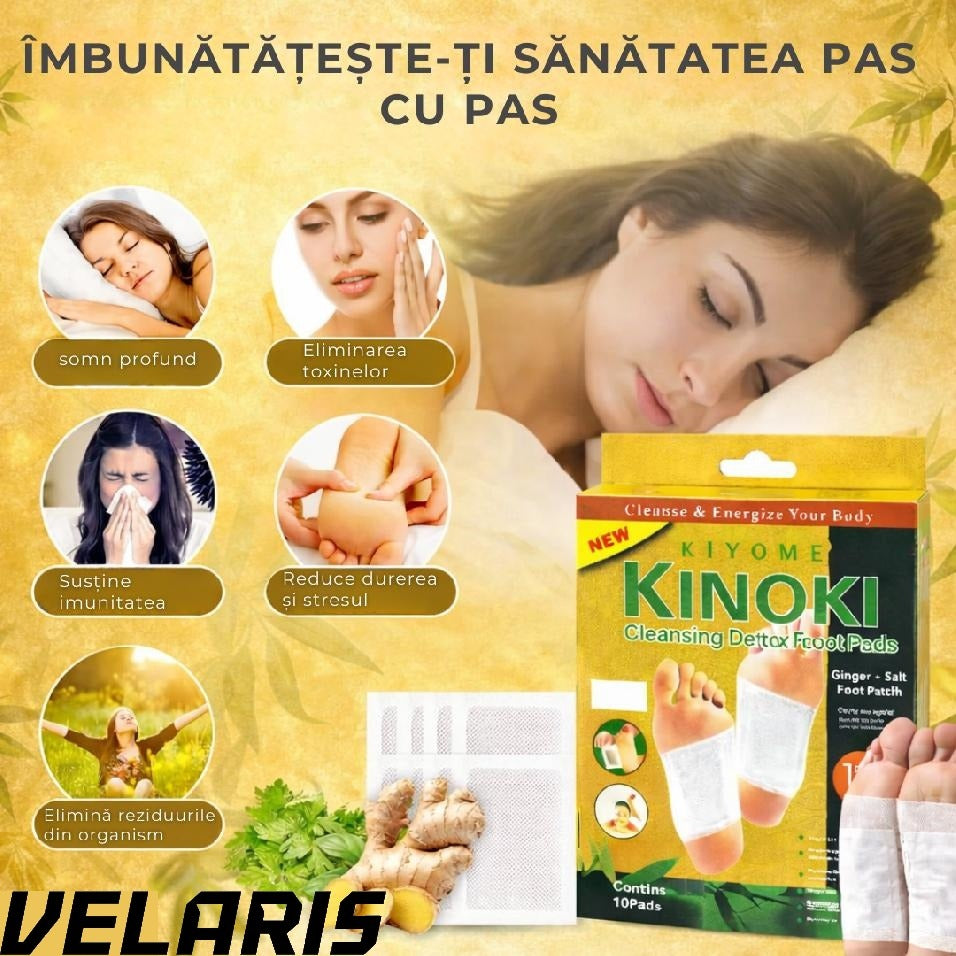 Plasturi detoxifiere, cu ghimbir, 10 bucati, pentru picioare
