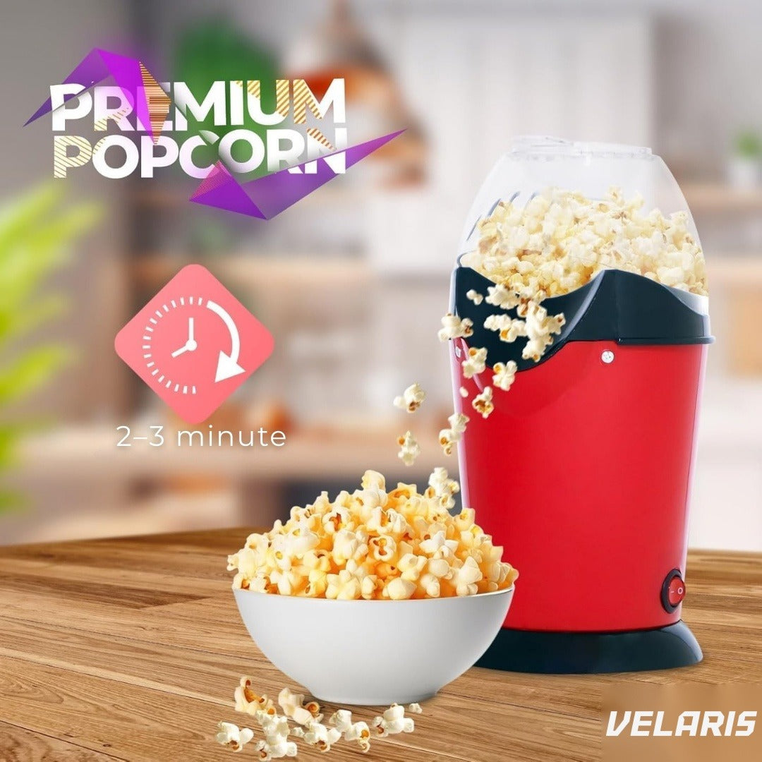 Aparat popcorn 1200W, capacitate 2,5 L, fără ulei, roșu