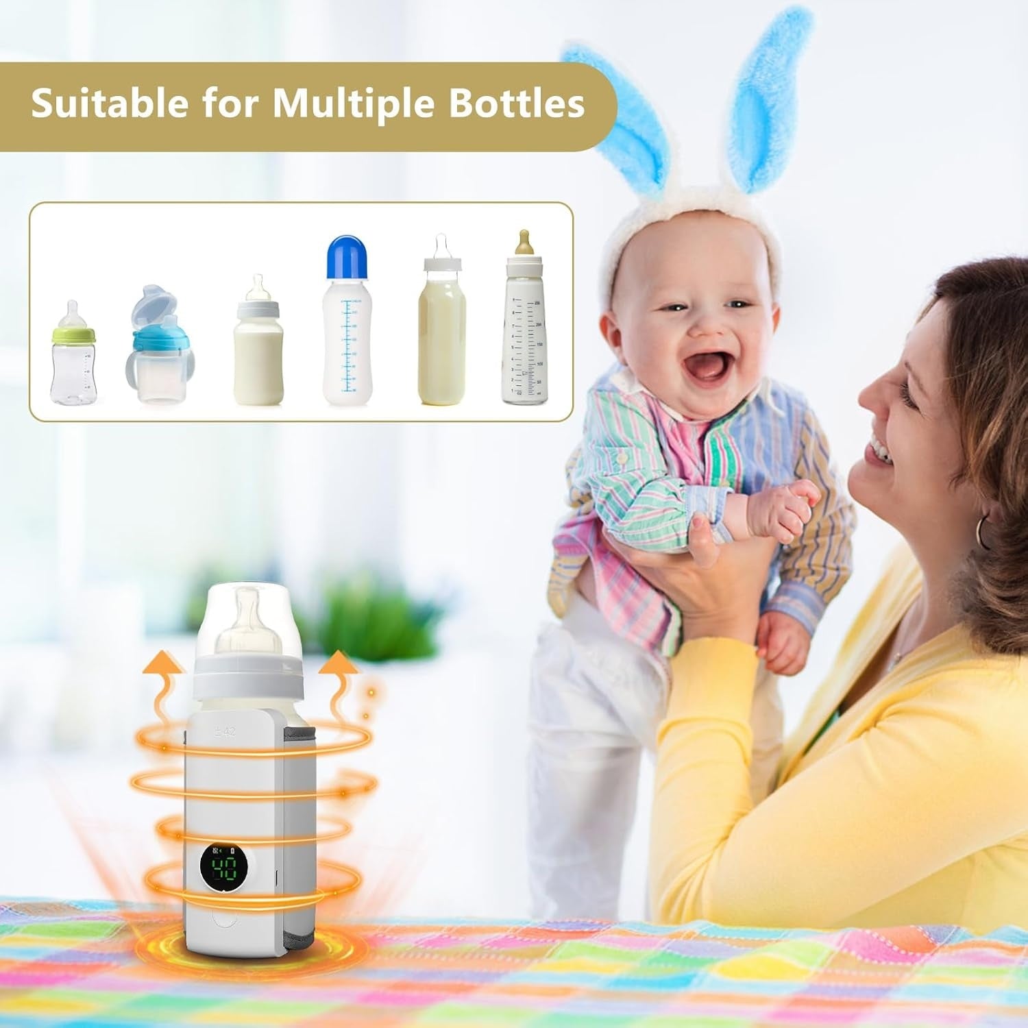 Încălzitor portabil biberoane 6 niveluri temperatură, retenție căldură 5 ore, USB, 300 ml
