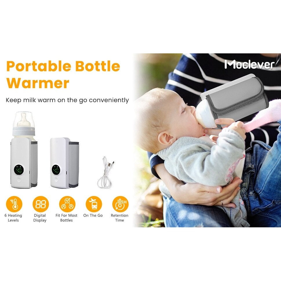 Încălzitor portabil biberoane 6 niveluri temperatură, retenție căldură 5 ore, USB, 300 ml