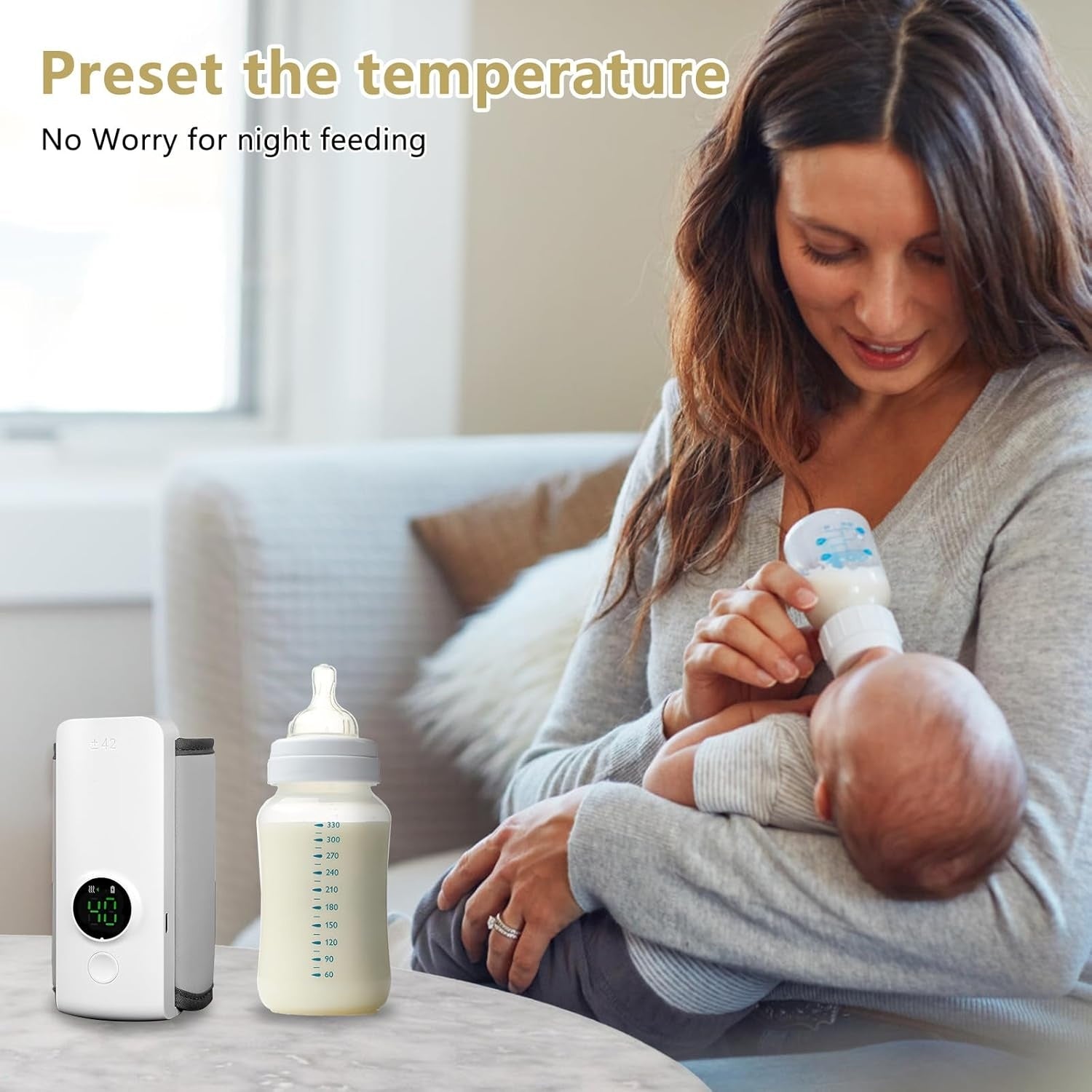 Încălzitor portabil biberoane 6 niveluri temperatură, retenție căldură 5 ore, USB, 300 ml