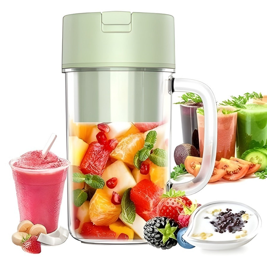 Blender portabil electric cu baterie reîncărcabilă USB, 6 lame inox, 420 ml, fără BPA