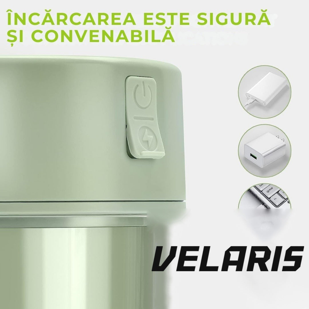 Blender portabil electric cu baterie reîncărcabilă USB, 6 lame inox, 420 ml, fără BPA