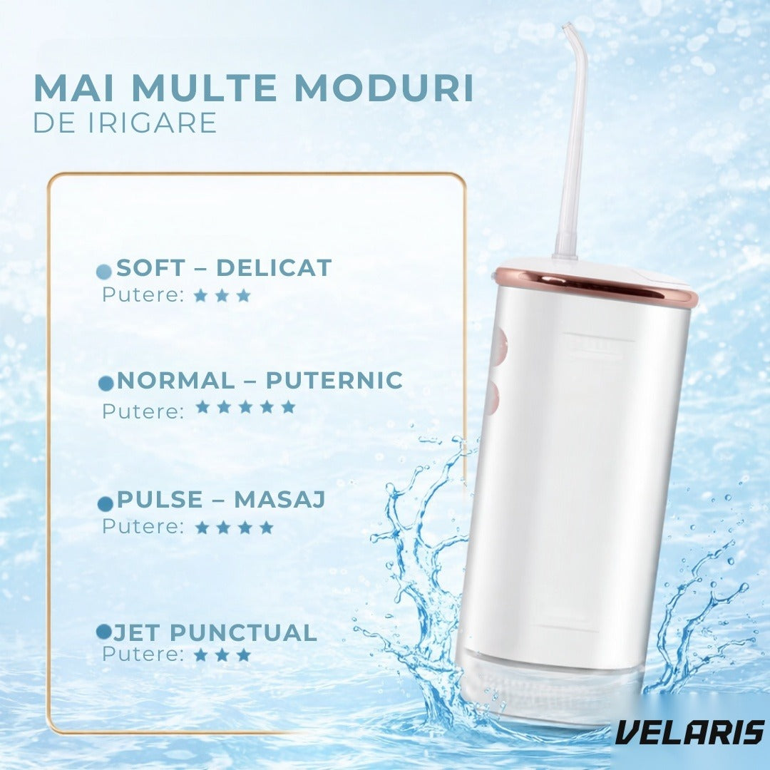 Irrigator oral portabil electric, 4 moduri, IPX8, rezervor 220 ml