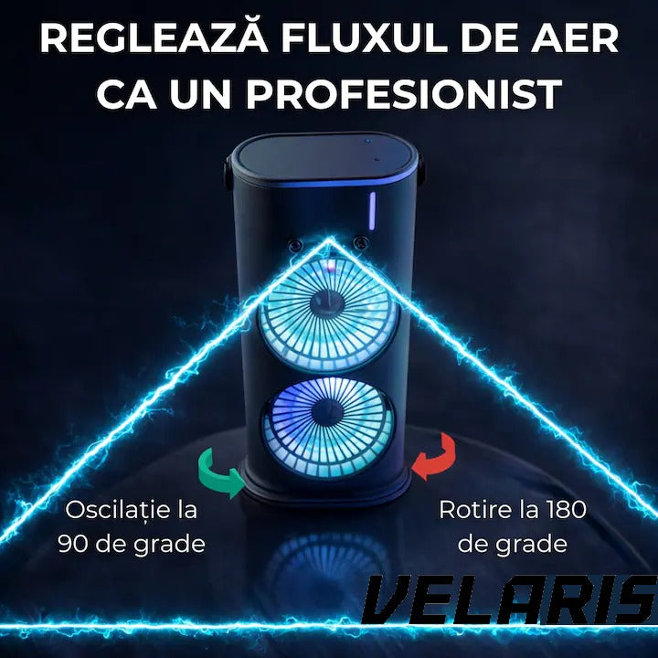 Ventilator portabil cu spray și cap dublu, răcire cu apă, 3 viteze, 360°, USB-C, 10W