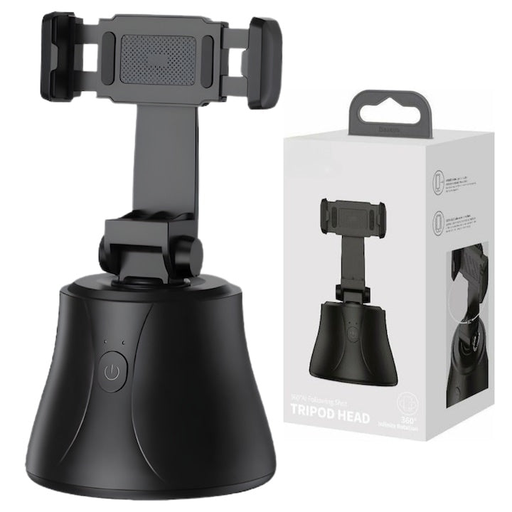 Suport telefon cu trepied portabil, rotire 360°, reglabil, pentru foto și video, negru