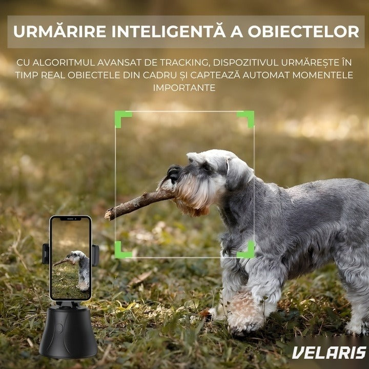 Suport telefon cu trepied portabil, rotire 360°, reglabil, pentru foto și video, negru