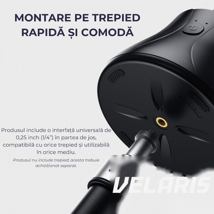 Suport telefon cu trepied portabil, rotire 360°, reglabil, pentru foto și video, negru