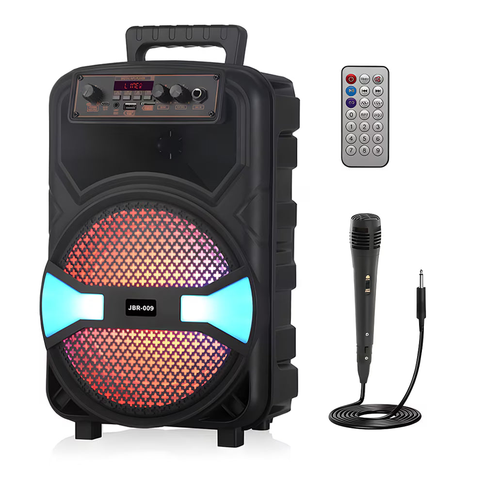 Boxă portabilă JBR009, microfon, telecomandă, LED, 1200W, negru