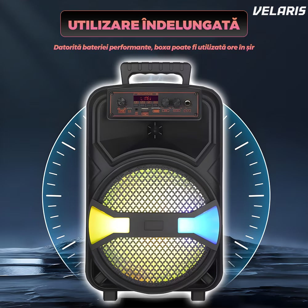 Boxă portabilă JBR009, microfon, telecomandă, LED, 1200W, negru