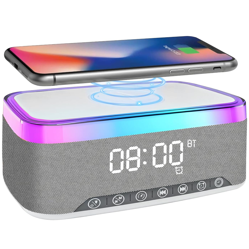 Boxă portabilă 3 în 1, Bluetooth 5.3, încărcător wireless, gri