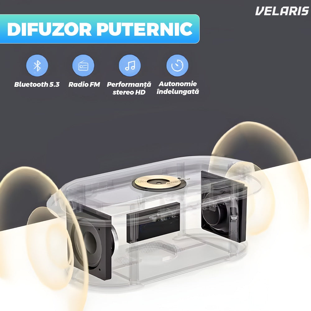 Boxă portabilă 3 în 1, Bluetooth 5.3, încărcător wireless, gri