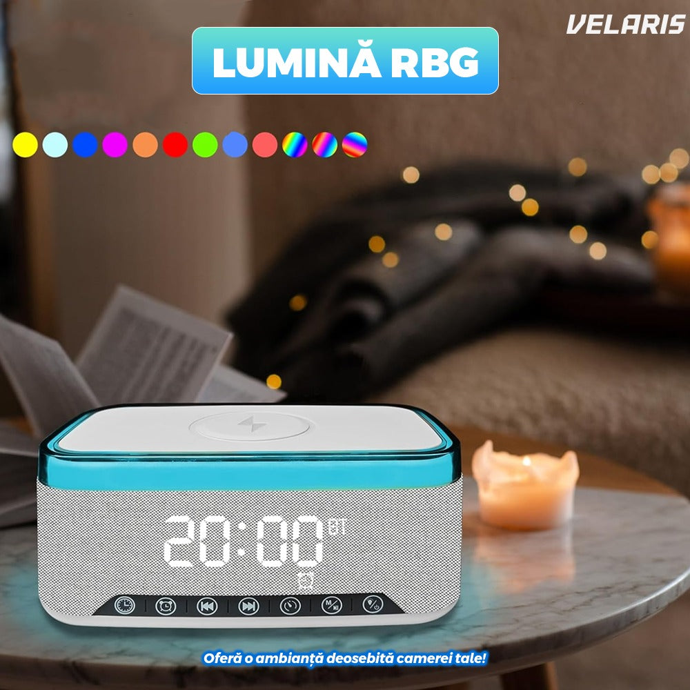 Boxă portabilă 3 în 1, Bluetooth 5.3, încărcător wireless, gri