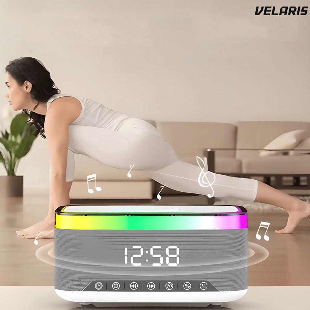 Boxă portabilă 3 în 1, Bluetooth 5.3, încărcător wireless, gri