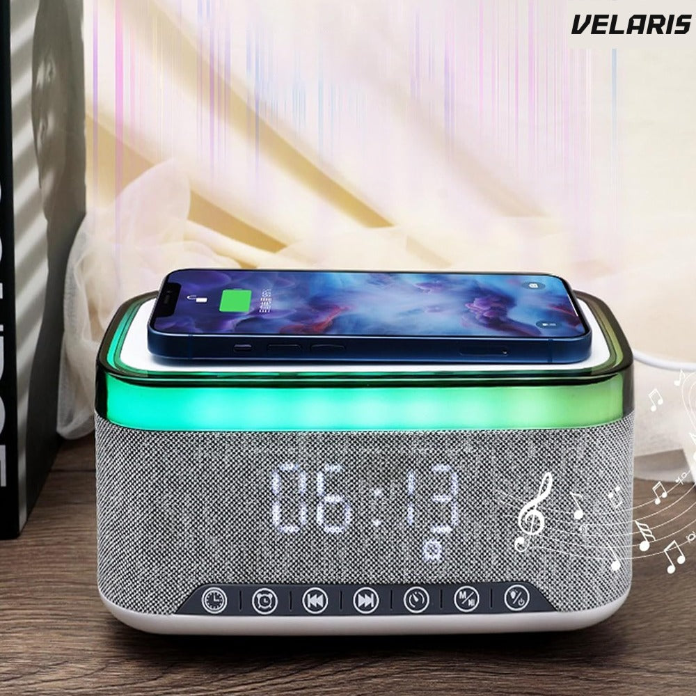 Boxă portabilă 3 în 1, Bluetooth 5.3, încărcător wireless, gri