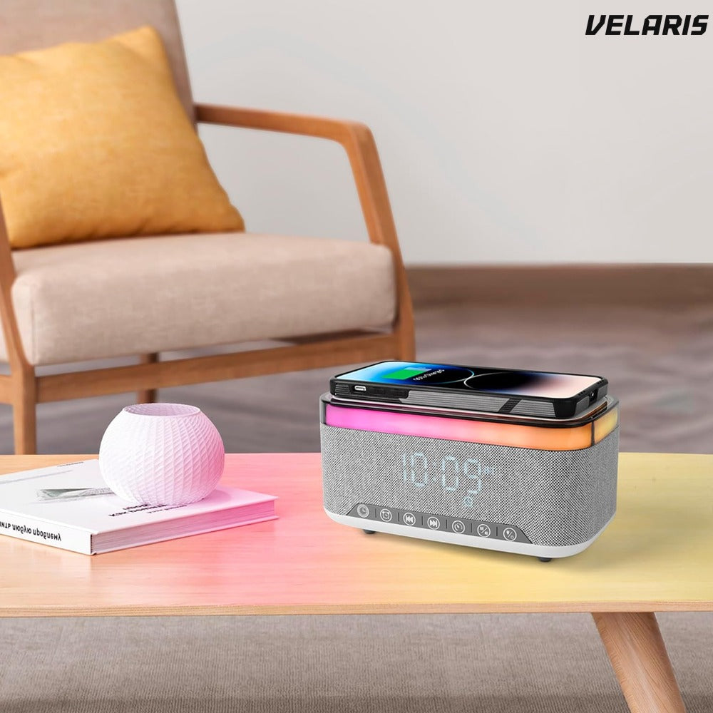 Boxă portabilă 3 în 1, Bluetooth 5.3, încărcător wireless, gri