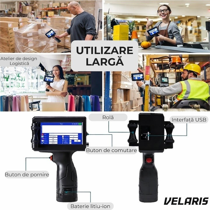 Imprimantă termală portabilă Y7, wireless, 12,7 mm, cerneală HP, coduri QR și coduri bare