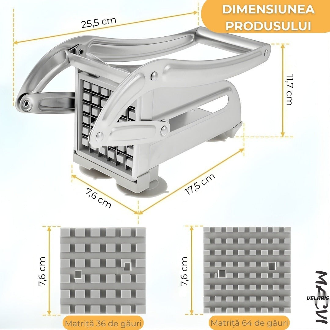 Feliator manual pentru cartofi și legume, inox, tăiere rapidă și uniformă