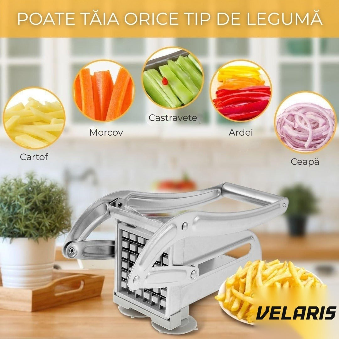 Feliator manual pentru cartofi și legume, inox, tăiere rapidă și uniformă