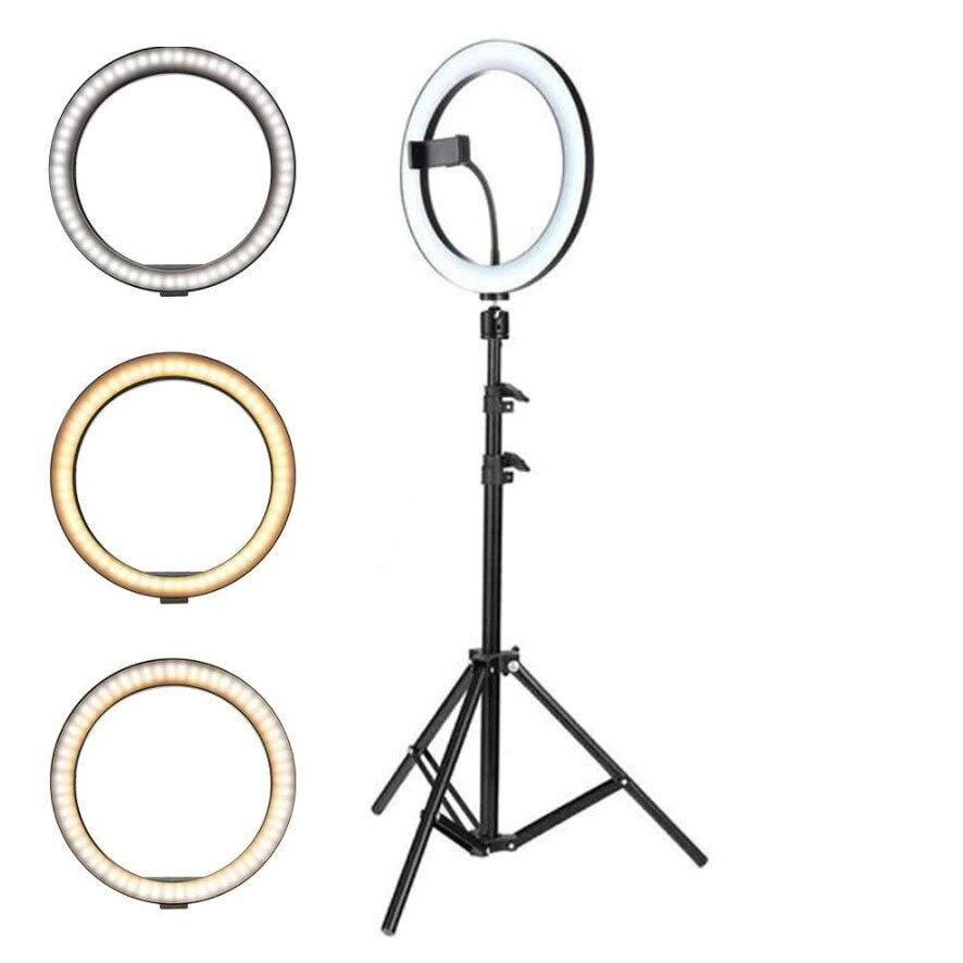Ring light circular LED profesional, diametru 35 cm, conexiune USB, 3 moduri de iluminare