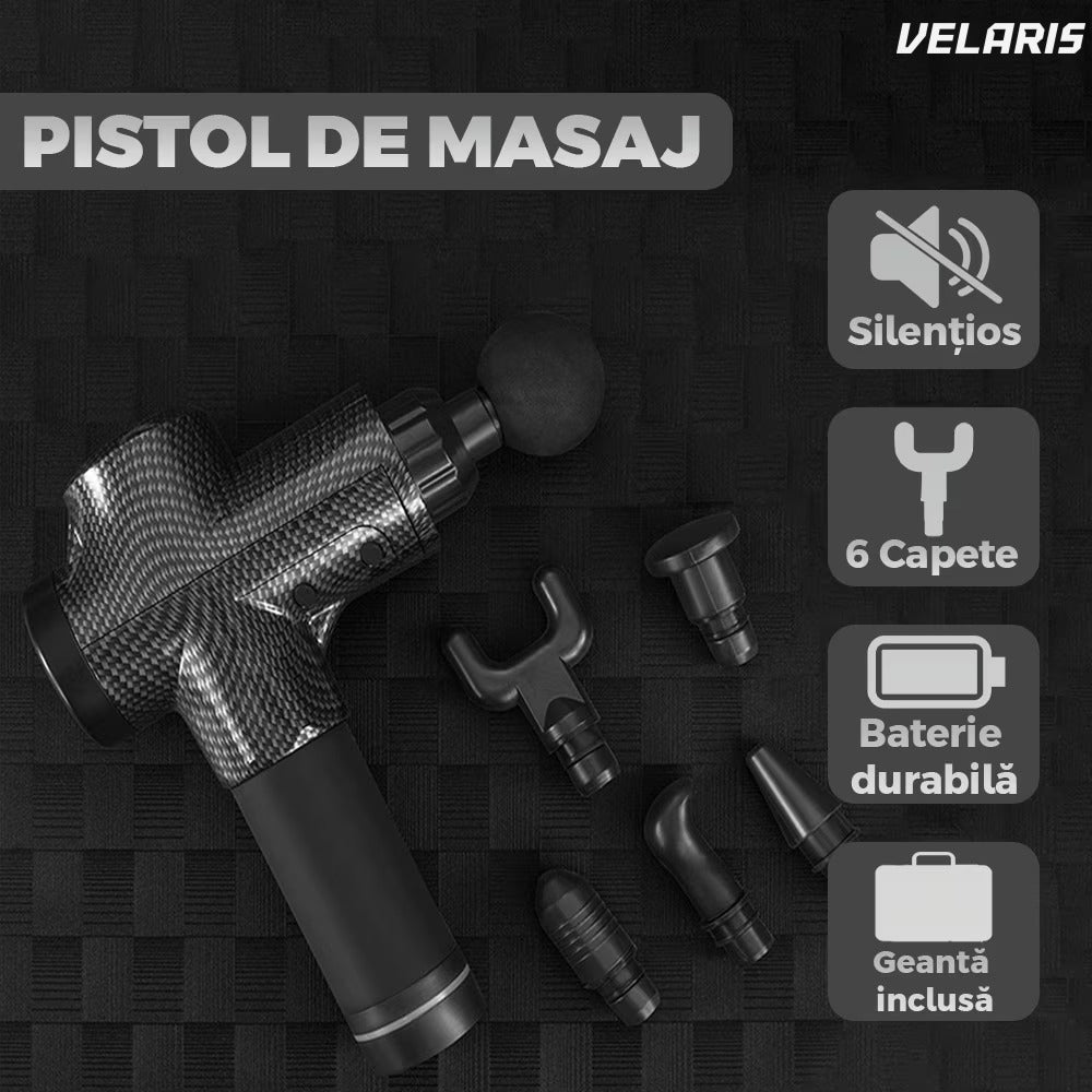 Pistol masaj profesional, 30 viteze, motor silențios, 3200 percuții/min