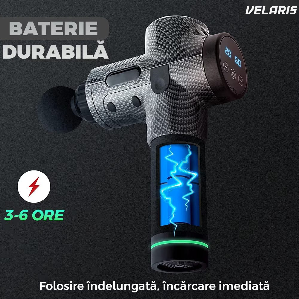 Pistol masaj profesional, 30 viteze, motor silențios, 3200 percuții/min