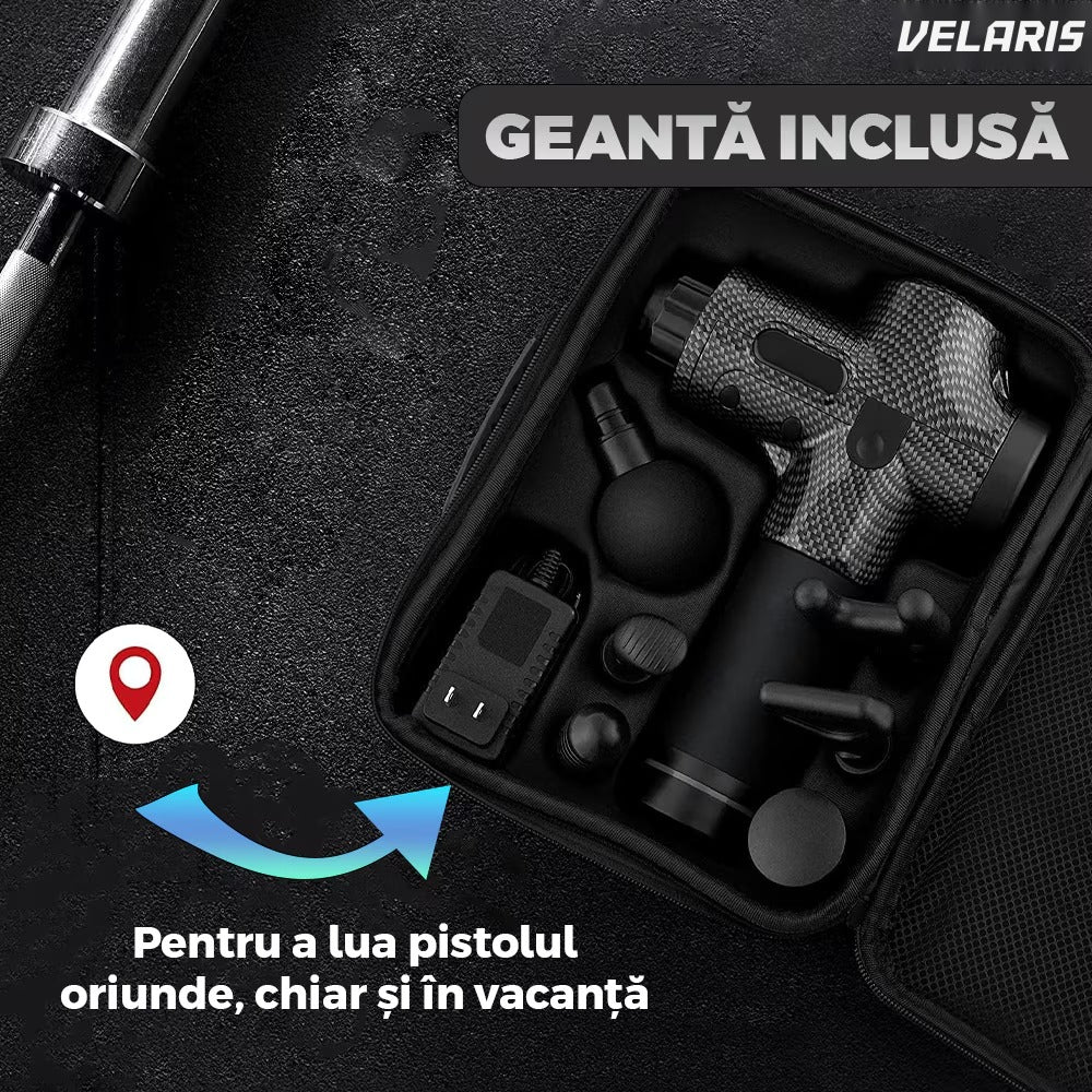 Pistol masaj profesional, 30 viteze, motor silențios, 3200 percuții/min