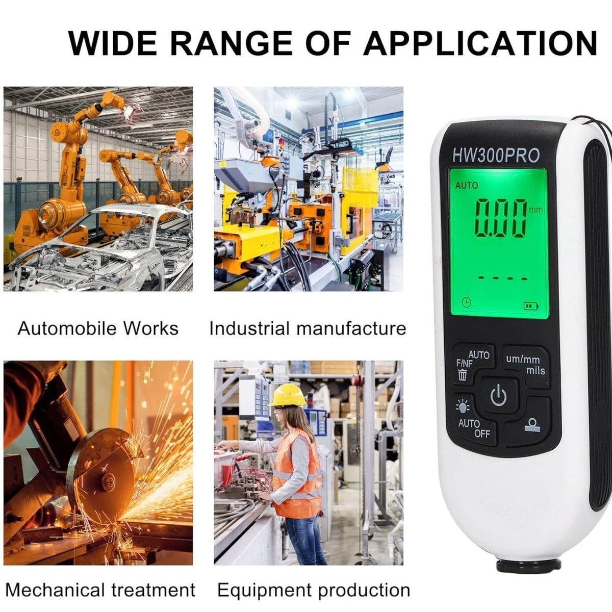 Tester grosime vopsea profesional cu sonda sensibila, display digital