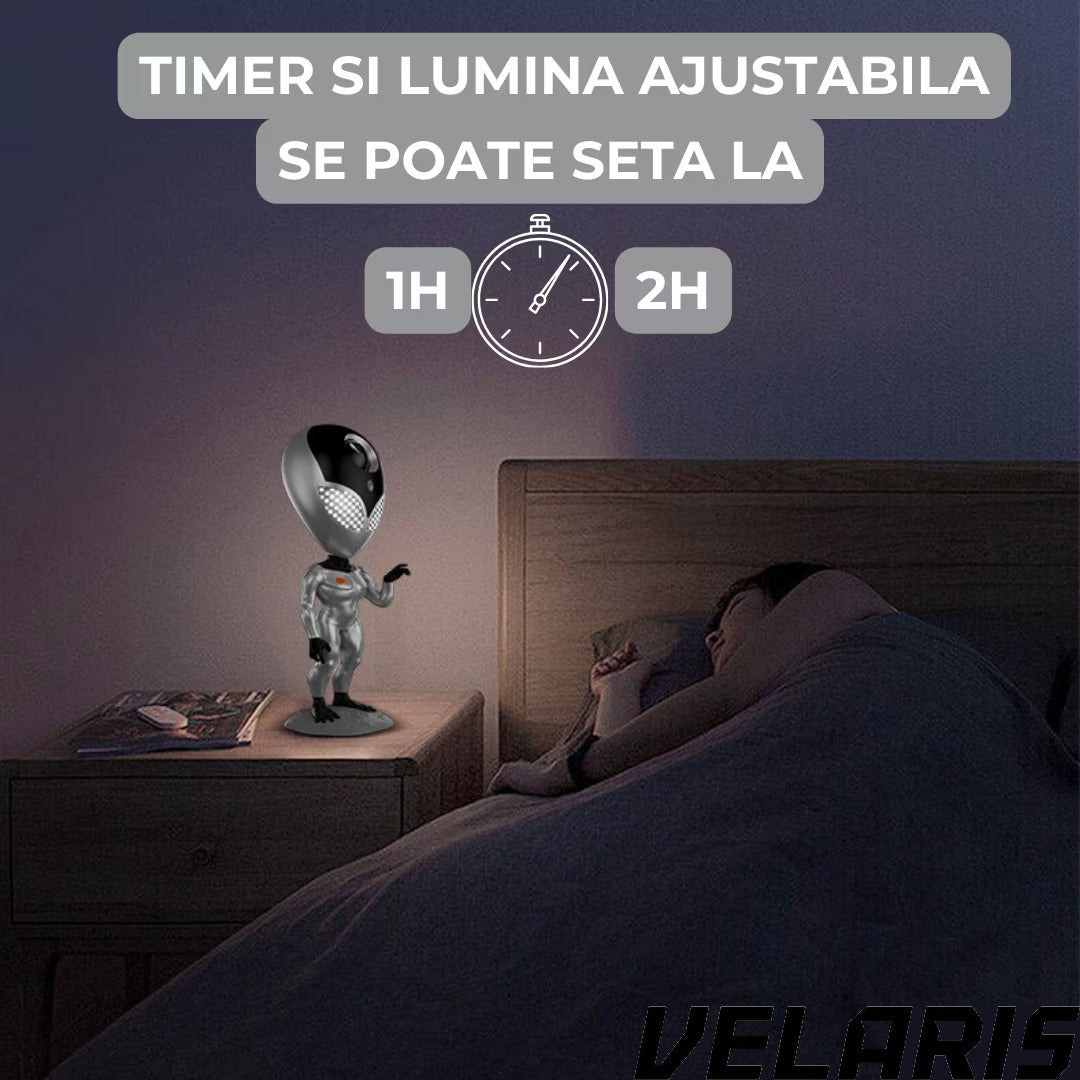 Proiector de Stele Tip Alien, Galaxie Stelara, LED cu Telecomanda si Sistem Dialog Vocal, Argintiu
